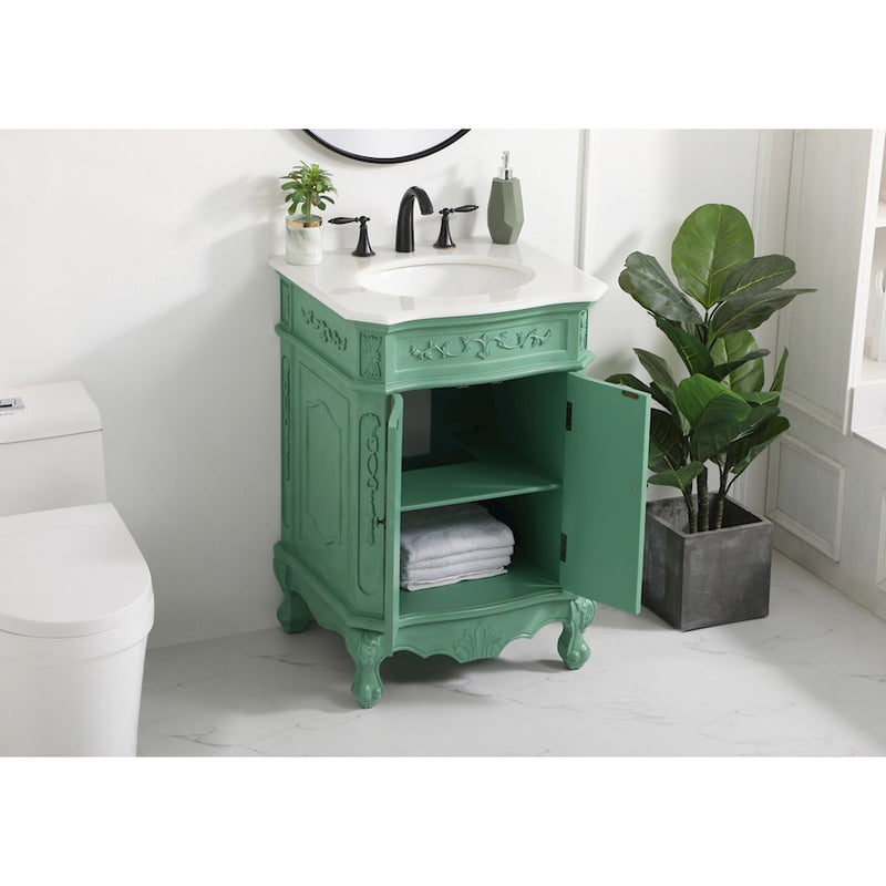Elegant Danville 24" Single Bathroom Vanity, Vintage Mint