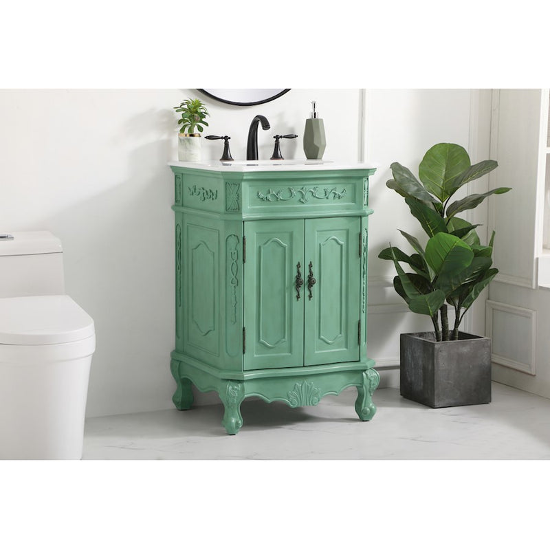 Elegant Danville 24" Single Vanity, Vintage Mint/Ivory Marble