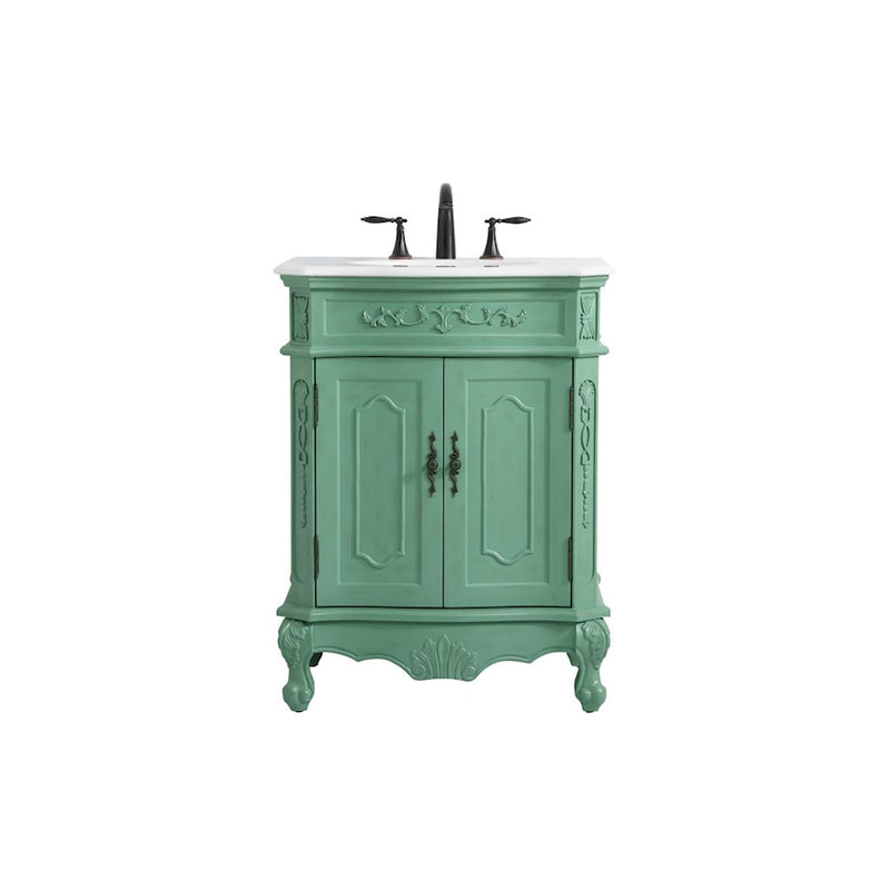 Elegant Danville 27" Single Vanity, Vintage Mint/Ivory Marble - VF10127VM-VW