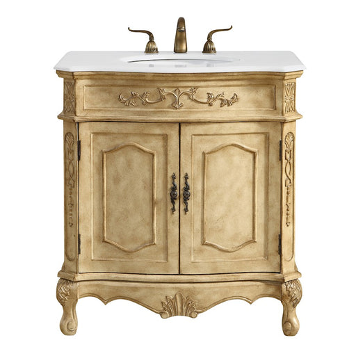 Elegant Danville 32" Single Vanity, Antique Beige/Ivory Marble - VF10132AB-VW
