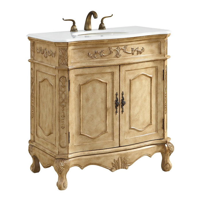 Elegant Danville 32" Single Vanity, Antique Beige/Ivory Marble