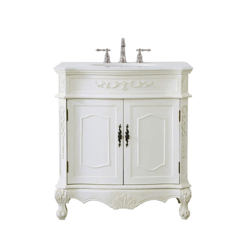 Elegant Danville 32" Single Vanity, Antique White/Ivory Marble - VF10132AW-VW