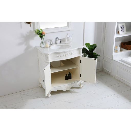 Elegant Danville 32" Single Vanity, Antique White/Ivory Marble