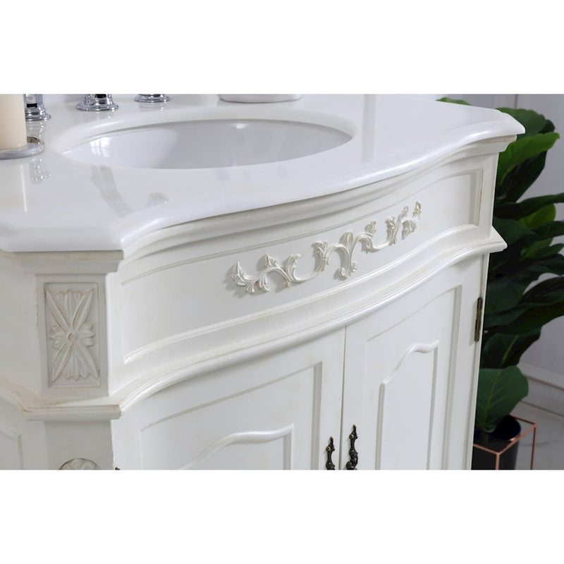 Elegant Danville 32" Single Vanity, Antique White/Ivory Marble