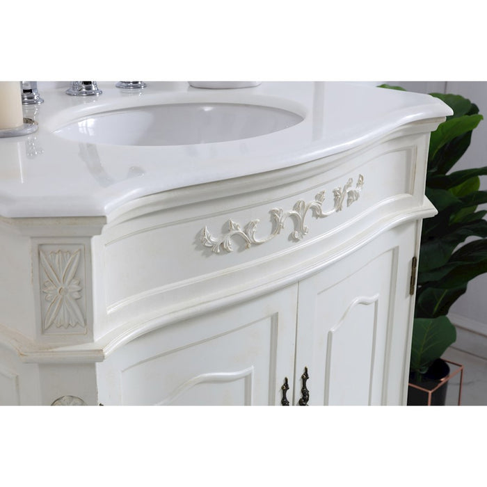 Elegant Danville 32" Single Vanity, Antique White/Ivory Marble