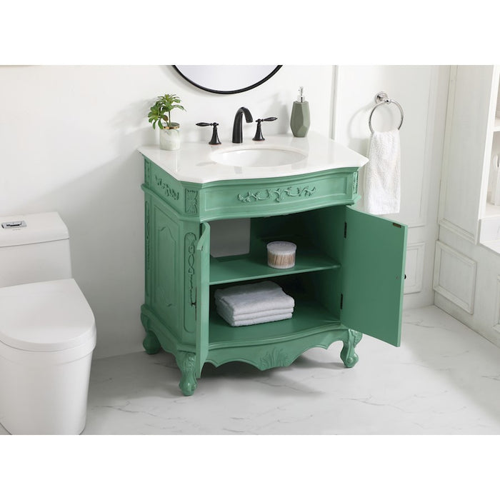 Elegant Danville 32" Single Bathroom Vanity, Vintage Mint