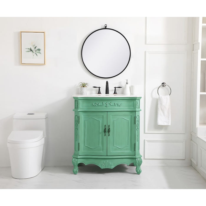 Elegant Danville 32" Single Bathroom Vanity, Vintage Mint