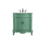 Elegant Danville 32" Single Vanity, Vintage Mint/Ivory Marble - VF10132VM-VW