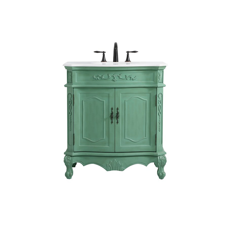 Elegant Danville 32" Single Vanity, Vintage Mint/Ivory Marble - VF10132VM-VW