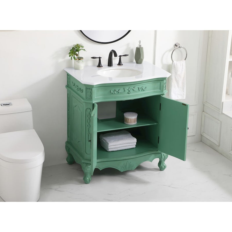 Elegant Danville 32" Single Vanity, Vintage Mint/Ivory Marble