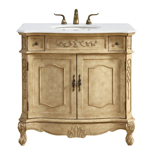 Elegant Danville 36" Single Vanity, Antique Beige/Ivory Marble - VF10136AB-VW
