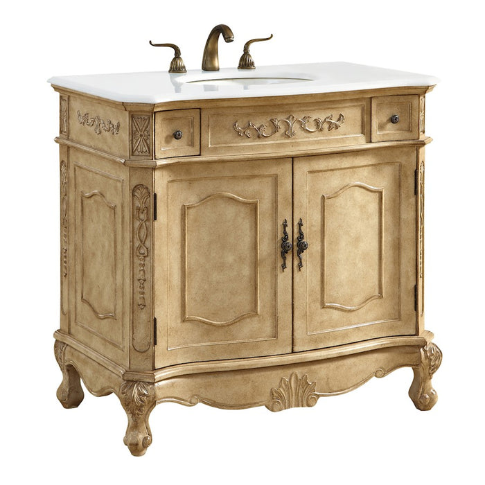 Elegant Danville 36" Single Vanity, Antique Beige/Ivory Marble