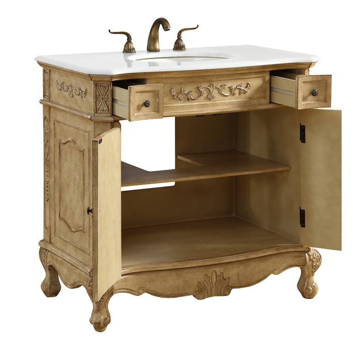 Elegant Danville 36" Single Vanity, Antique Beige/Ivory Marble