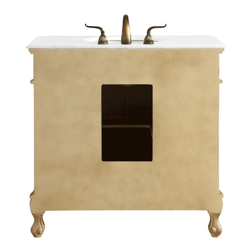 Elegant Danville 36" Single Vanity, Antique Beige/Ivory Marble