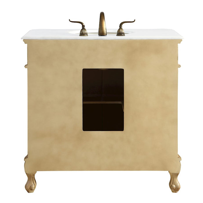 Elegant Danville 36" Single Vanity, Antique Beige/Ivory Marble