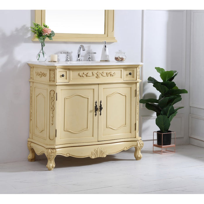 Elegant Danville 36" Single Vanity, Light Beige/Ivory Marble