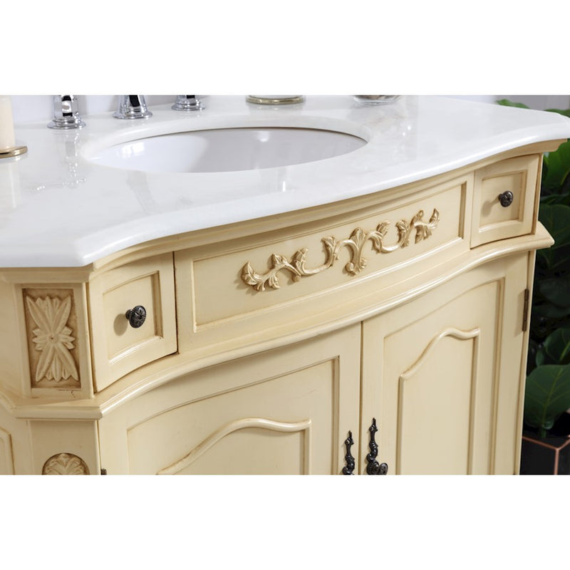 Elegant Danville 36" Single Vanity, Light Beige/Ivory Marble