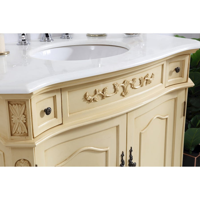 Elegant Danville 36" Single Vanity, Light Beige/Ivory Marble