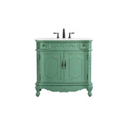 Elegant Danville 36" Single Vanity, Vintage Mint/Ivory Marble - VF10136VM-VW