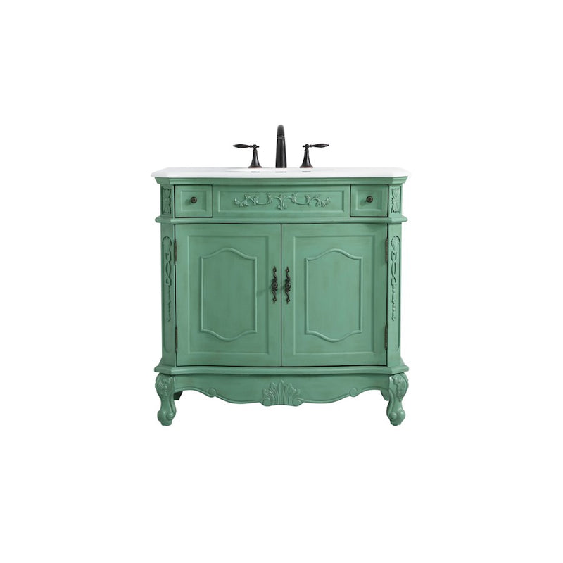 Elegant Danville 36" Single Vanity, Vintage Mint/Ivory Marble - VF10136VM-VW