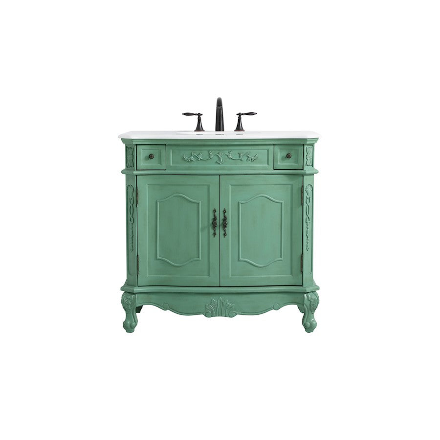 Elegant Danville 36" Single Vanity, Vintage Mint/Ivory Marble - VF10136VM-VW
