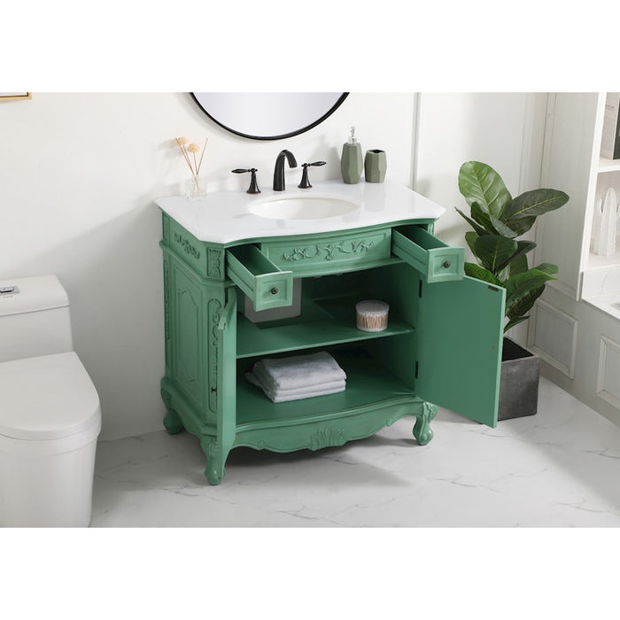 Elegant Danville 36" Single Vanity, Vintage Mint/Ivory Marble