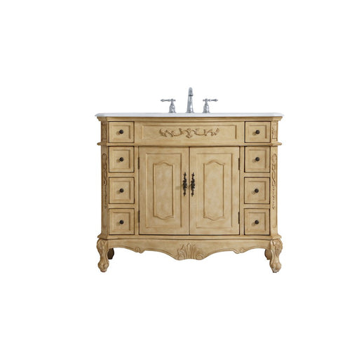 Elegant Danville 42" Single Vanity, Light Beige/Ivory Marble - VF10142AB-VW