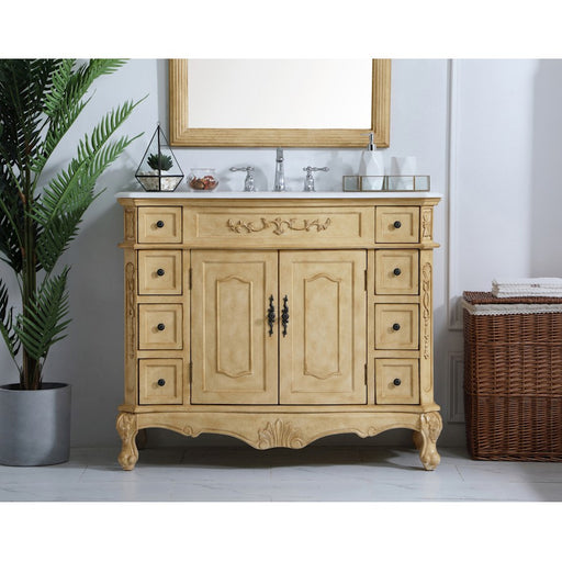 Elegant Danville 42" Single Vanity, Light Beige/Ivory Marble