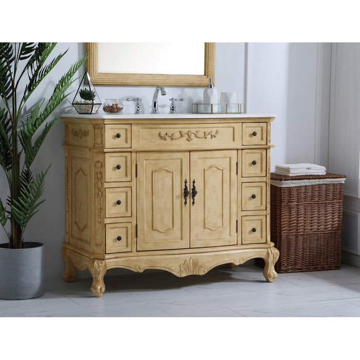 Elegant Danville 42" Single Vanity, Light Beige/Ivory Marble