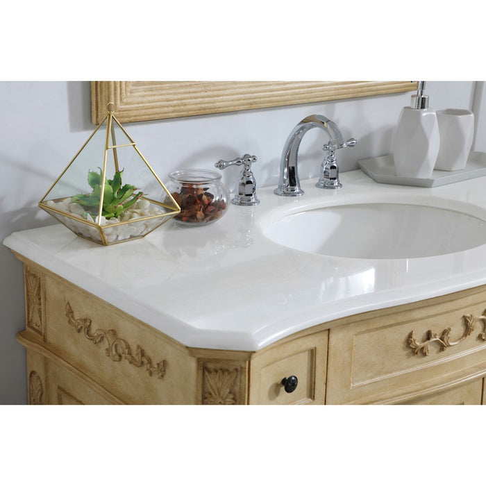 Elegant Danville 42" Single Vanity, Light Beige/Ivory Marble