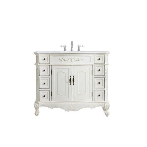 Elegant Danville 42" Single Vanity, Antique White/Ivory Marble - VF10142AW-VW