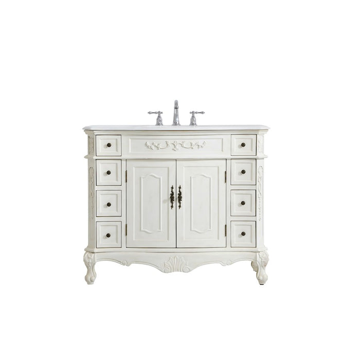 Elegant Danville 42" Single Vanity, Antique White/Ivory Marble - VF10142AW-VW
