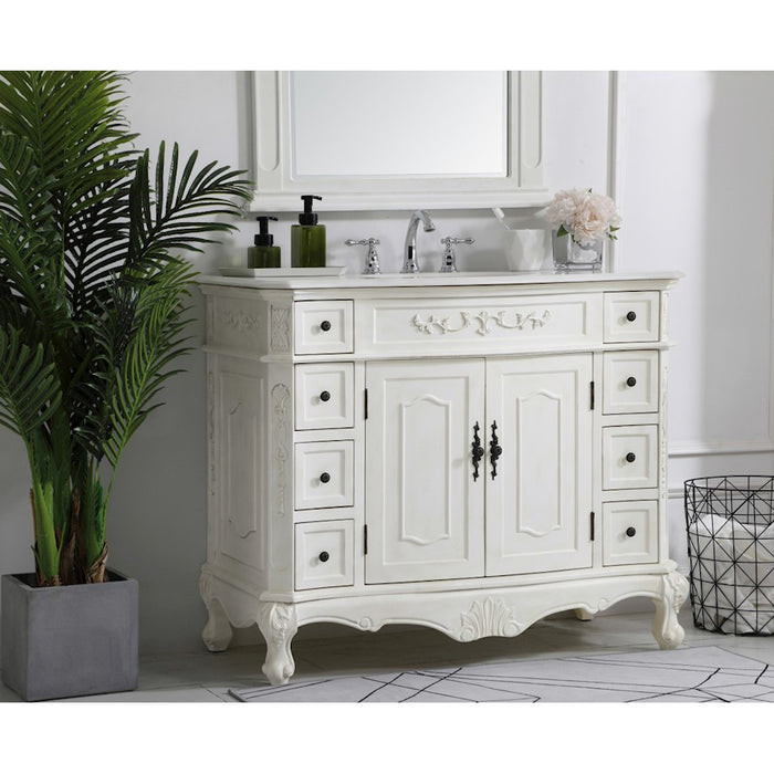 Elegant Danville 42" Single Vanity, Antique White/Ivory Marble