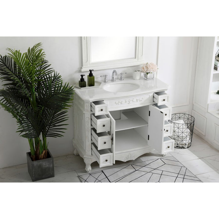 Elegant Danville 42" Single Vanity, Antique White/Ivory Marble