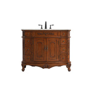 Elegant Danville 42" Single Vanity, Teak/Ivory Marble - VF10142TK-VW