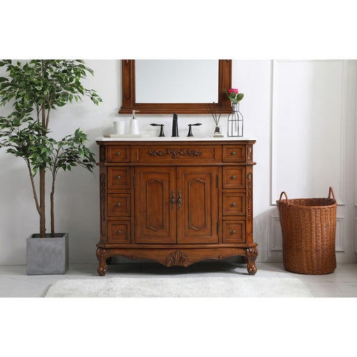 Elegant Danville 42" Single Vanity, Teak/Ivory Marble