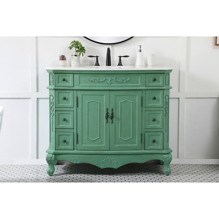 Elegant Danville 42" Single Bathroom Vanity, Vintage Mint