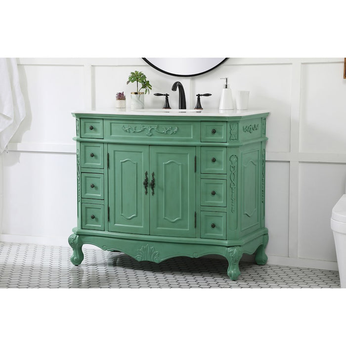 Elegant Danville 42" Single Bathroom Vanity, Vintage Mint