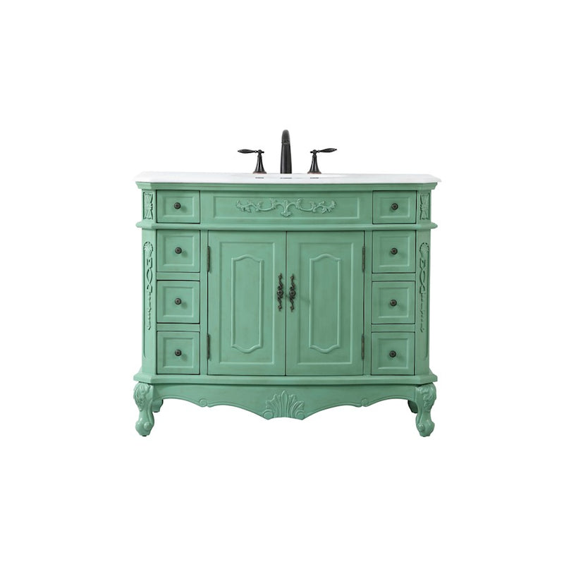 Elegant Danville 42" Single Vanity, Vintage Mint/Ivory Marble - VF10142VM-VW