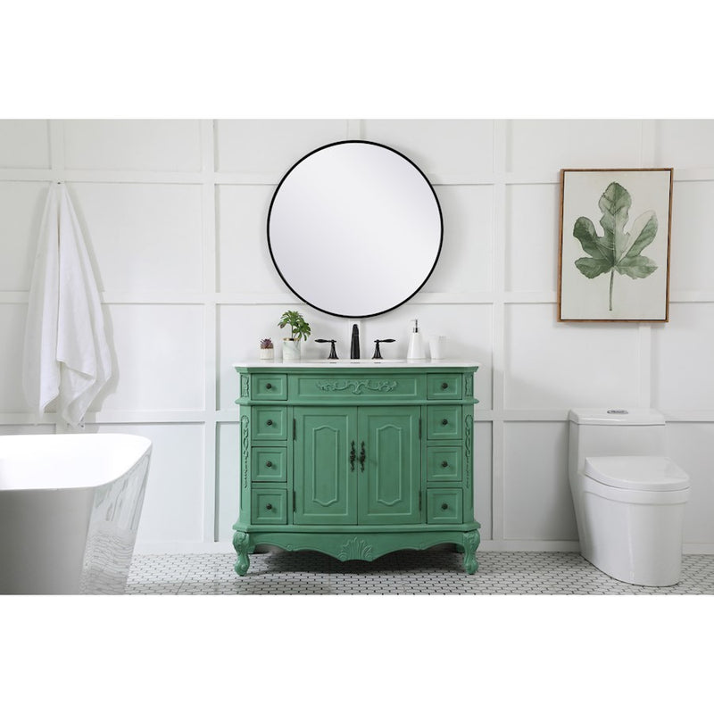Elegant Danville 42" Single Vanity, Vintage Mint/Ivory Marble