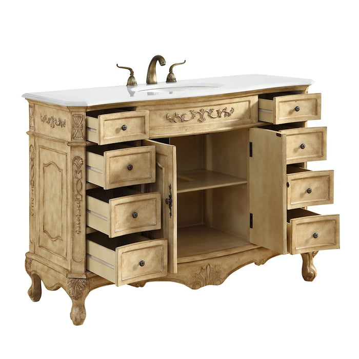 Elegant Danville 48" Single Vanity, Antique Beige/Ivory Marble