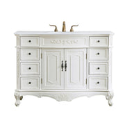 Elegant Danville 48" Single Vanity, Antique White/Ivory Marble - VF10148AW-VW
