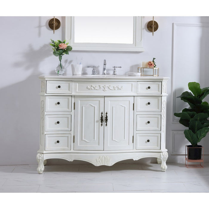 Elegant Danville 48" Single Vanity, Antique White/Ivory Marble