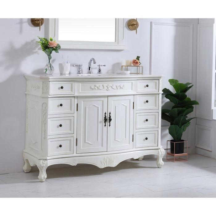 Elegant Danville 48" Single Vanity, Antique White/Ivory Marble