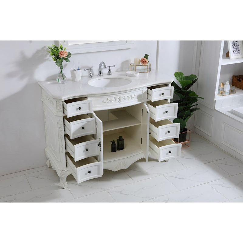 Elegant Danville 48" Single Vanity, Antique White/Ivory Marble
