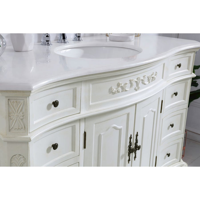 Elegant Danville 48" Single Vanity, Antique White/Ivory Marble