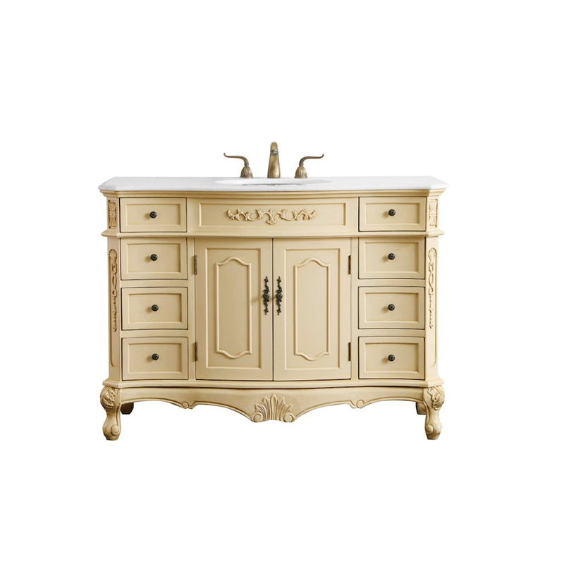 Elegant Danville 48" Single Vanity, Light Beige/Ivory Marble - VF10148LT-VW