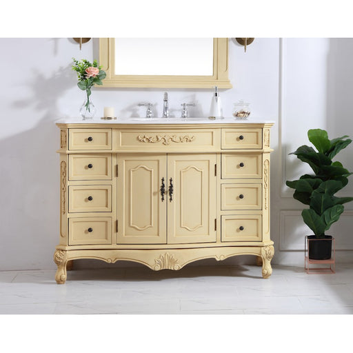 Elegant Danville 48" Single Vanity, Light Beige/Ivory Marble