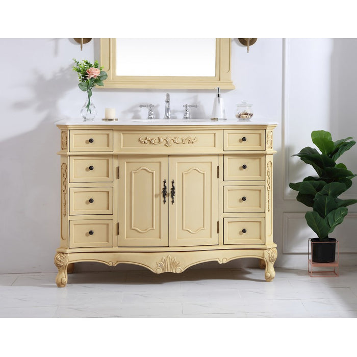Elegant Danville 48" Single Vanity, Light Beige/Ivory Marble