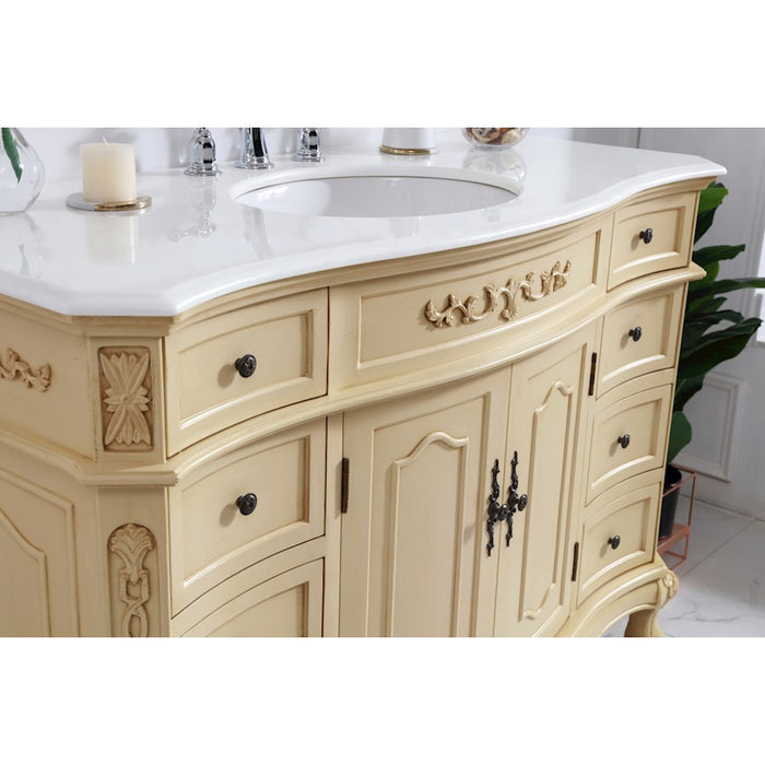 Elegant Danville 48" Single Vanity, Light Beige/Ivory Marble